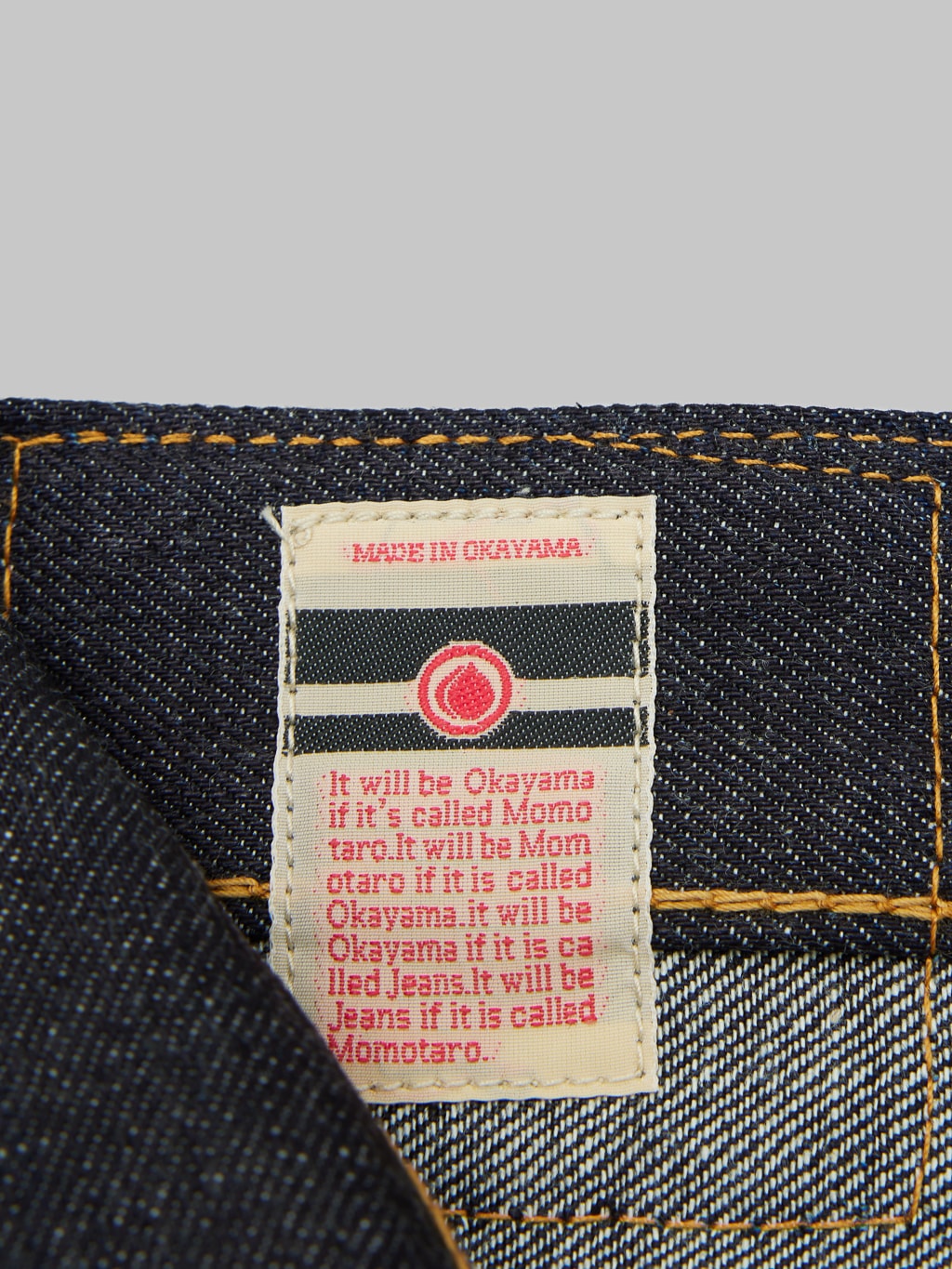 Momotaro 0405 12 going to batle 12oz high Tapered Jeans interior tag
