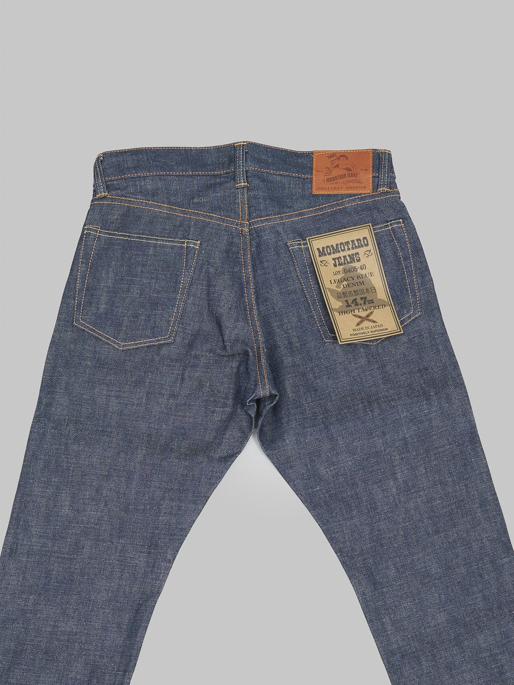 Momotaro legacy blue high tapered jeans back pocket stitching 
