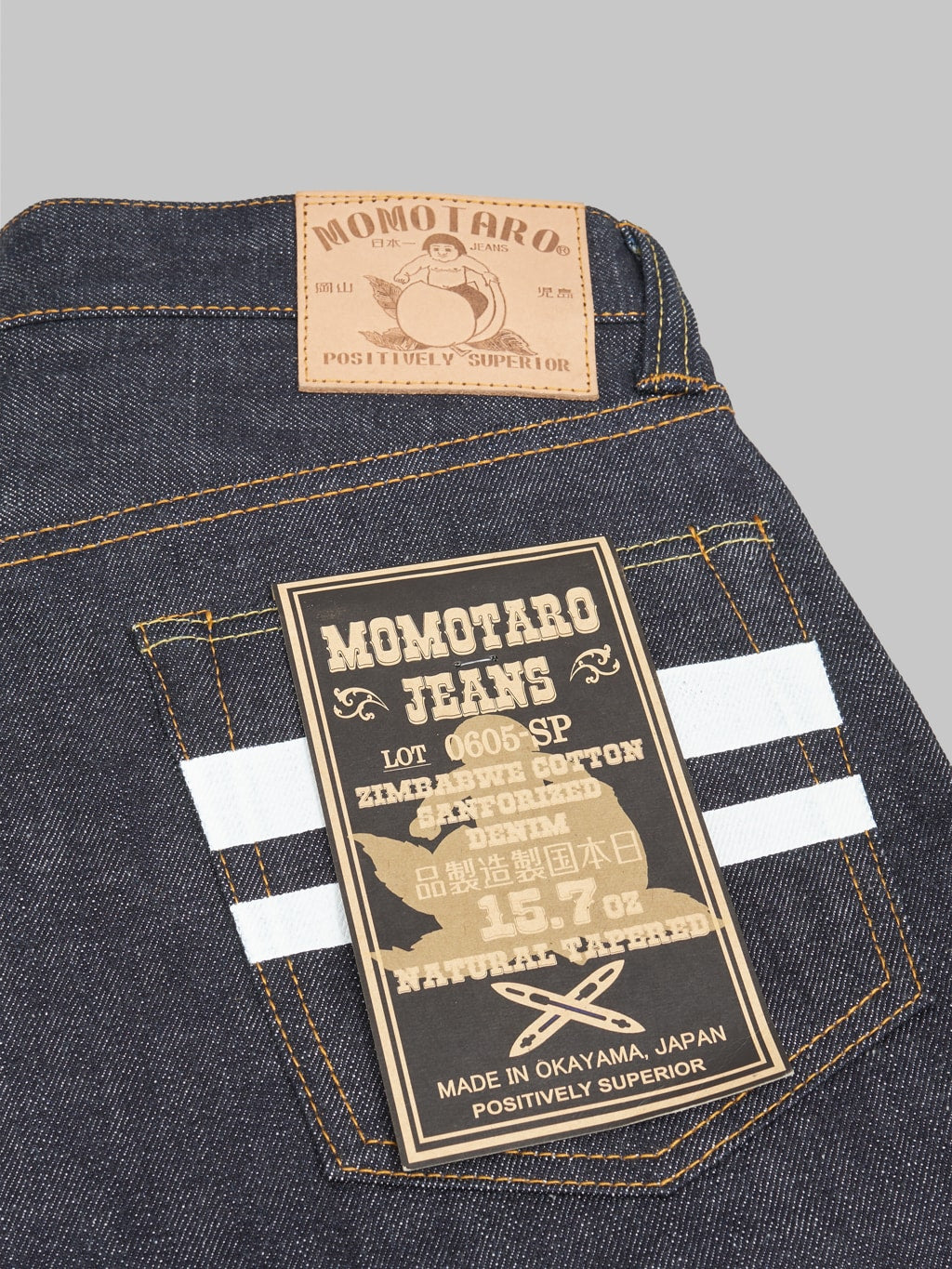 Momotaro 0605 SP Going To Battle Natural Tapered Jeans pocket flasher