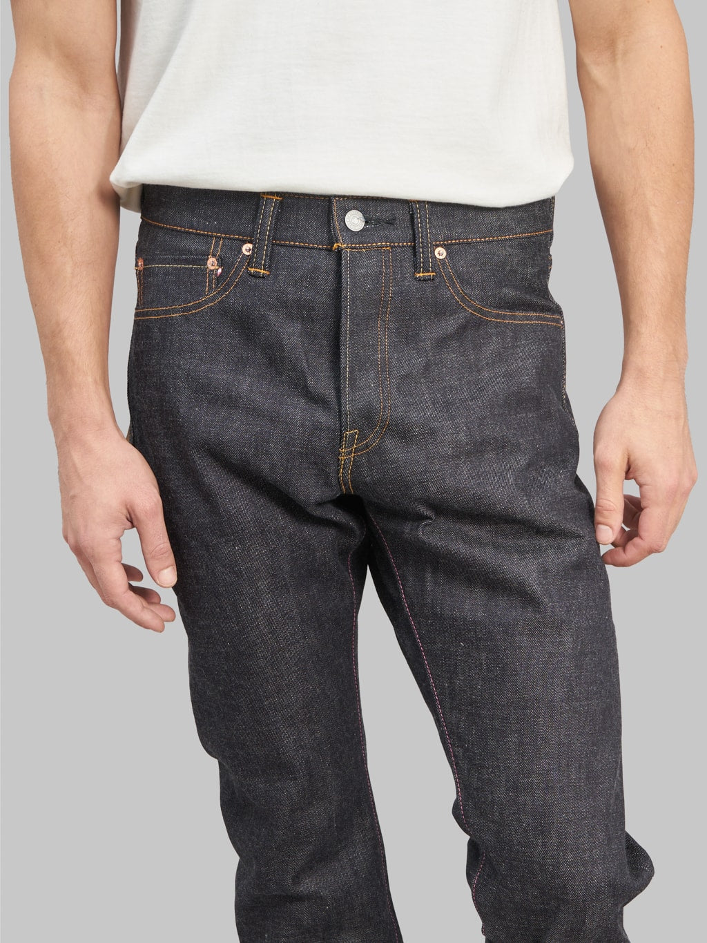 Momotaro 0605 SP Going To Battle Natural Tapered Jeans waist