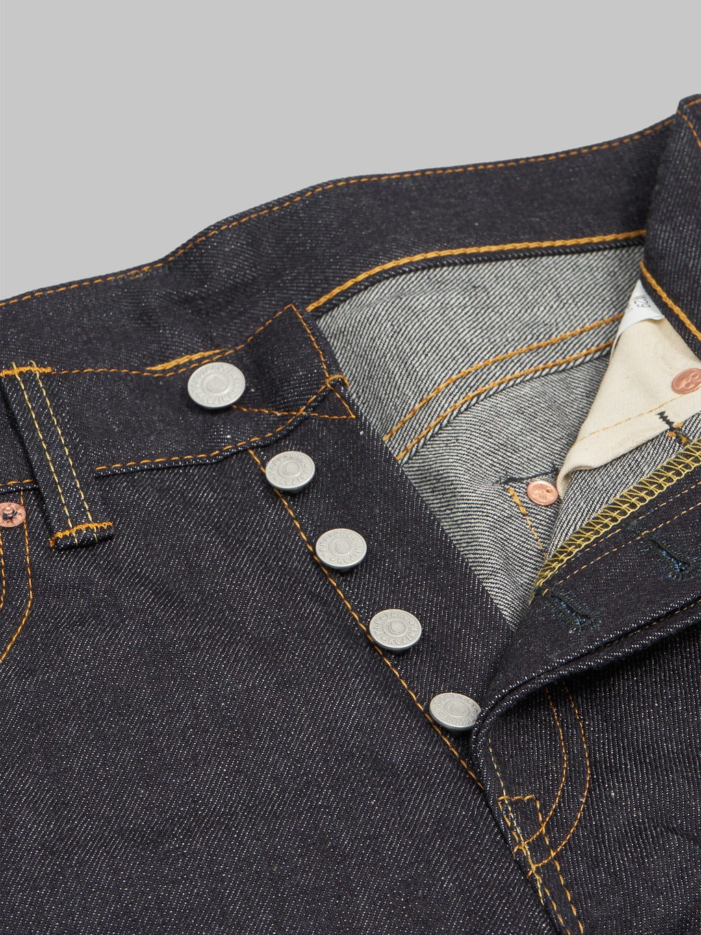 Momotaro 0605V Natural Tapered Jeans  buttons