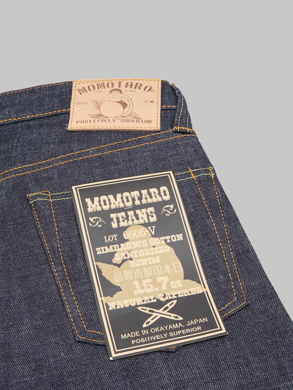 Momotaro 0605V Natural Tapered Jeans pocket flasher