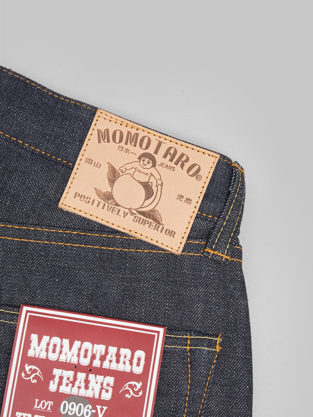 Momotaro 0906 SP Going To Battle wide Straight Jeans leather patch