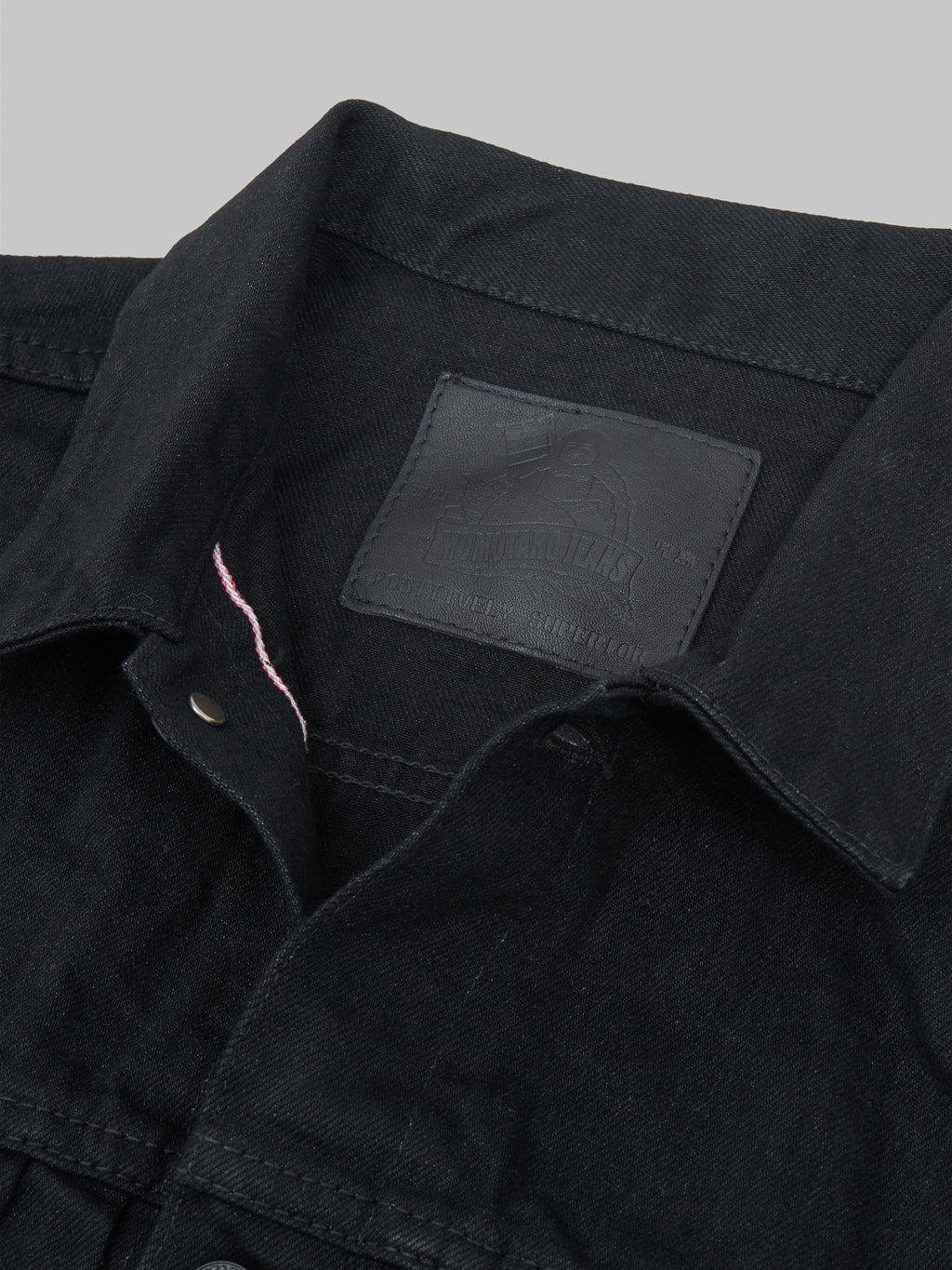 Momotaro MXGJ1108 Black x Black Type II Jacket  leather patch