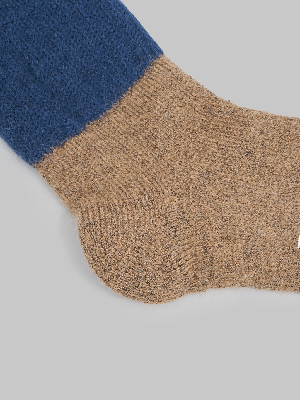 Nishiguchi Kutsushita Mohair Wool Pile Socks Navy Texture