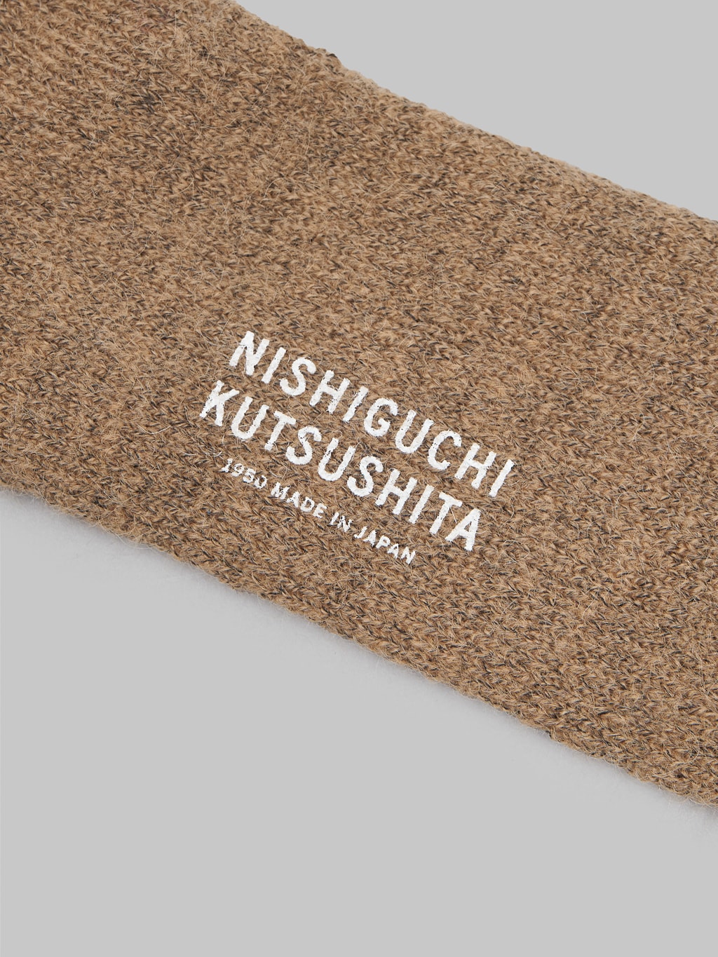Nishiguchi Kutsushita Mohair Wool Pile Socks Navy Brand Logo
