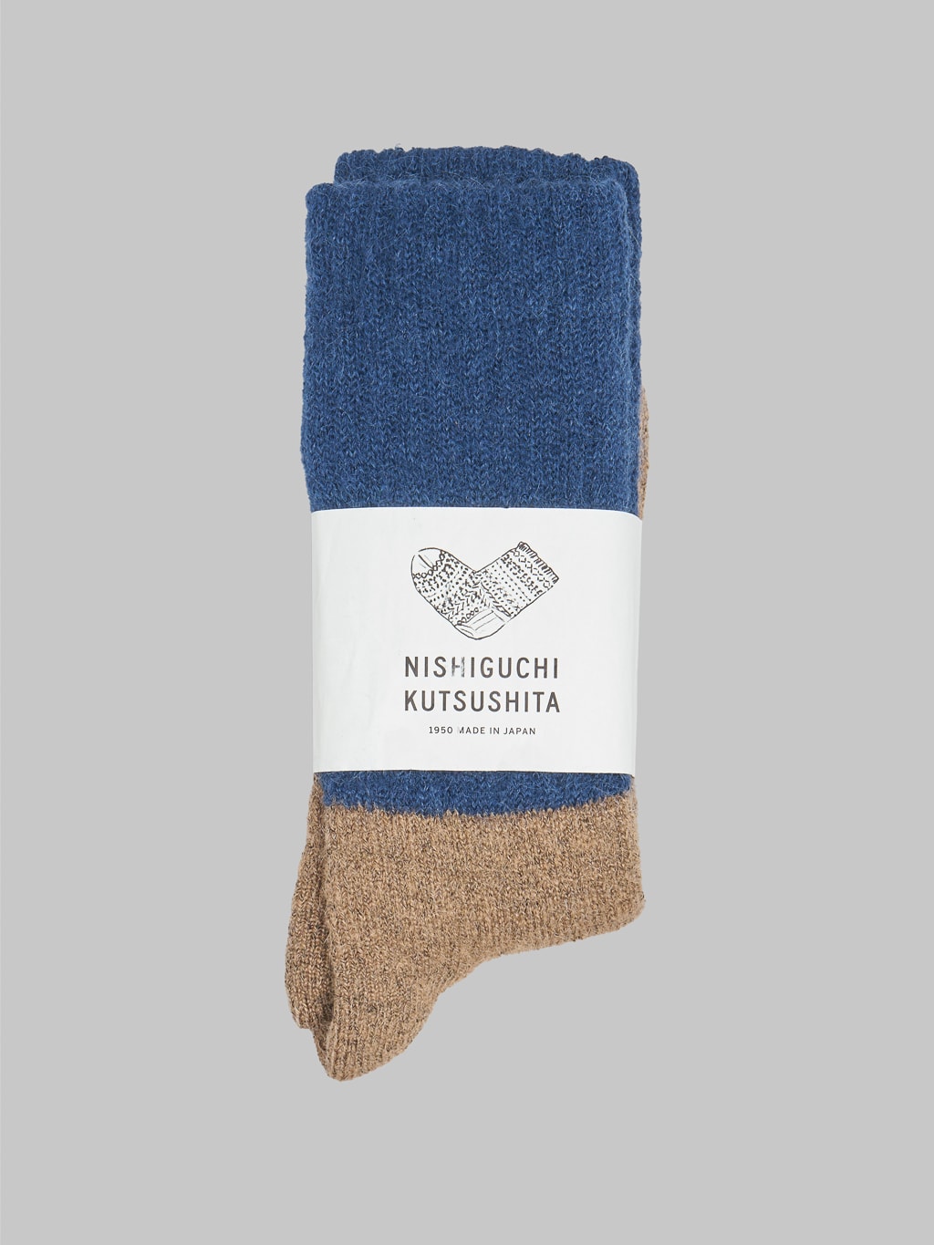 Nishiguchi Kutsushita Mohair Wool Pile Socks Navy Japan Made