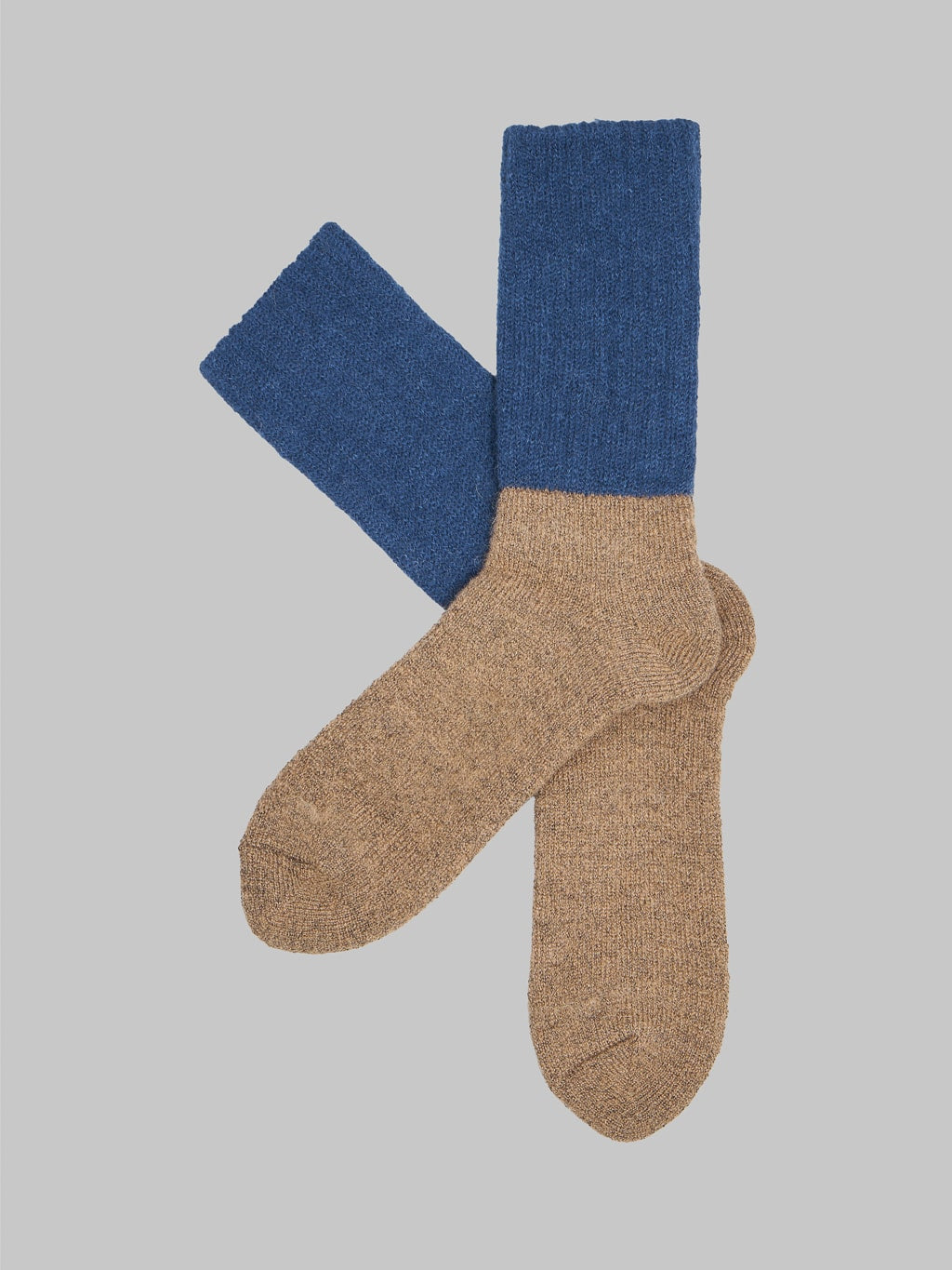 Nishiguchi Kutsushita Mohair Wool Pile Socks Navy Pair