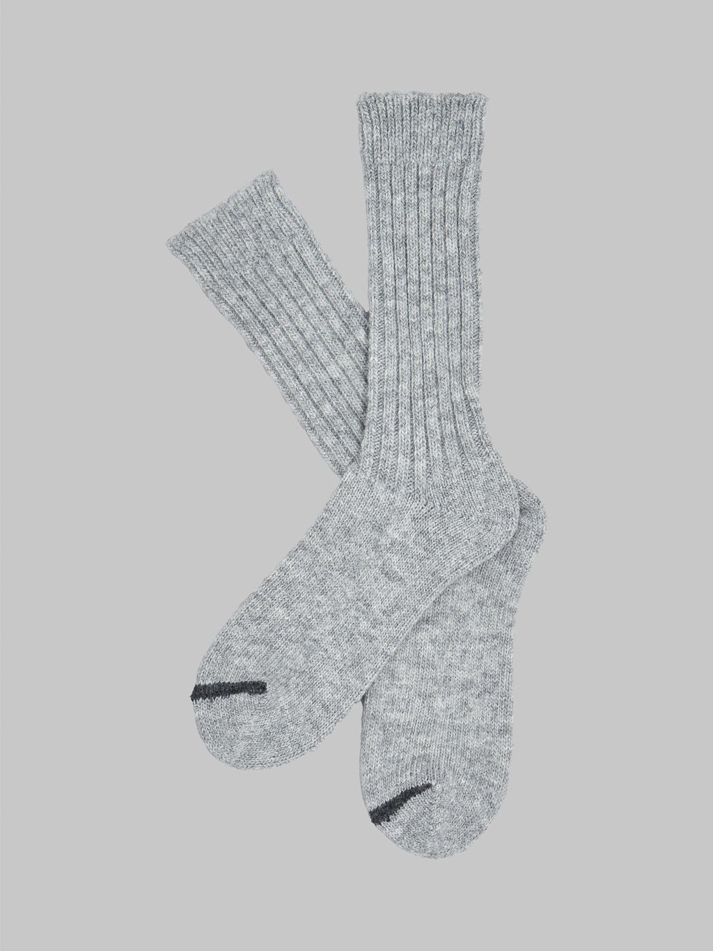 Nishiguchi Kutsushita Wool Ribbed Socks Light Grey Pair