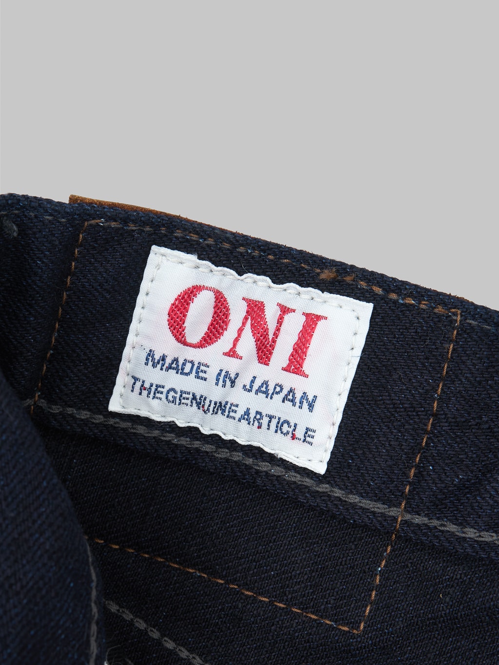 ONI Denim 622 Black Weft 14oz Relaxed Tapered Jeans tag