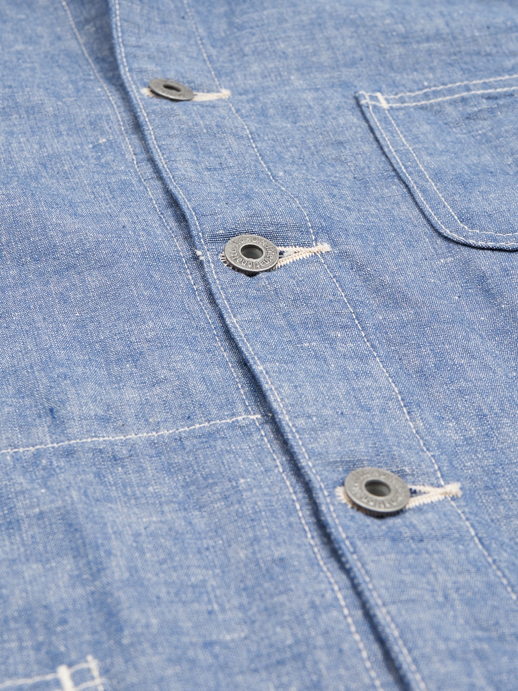 Oni denim heavy chambray blue gray coverall donut buttons