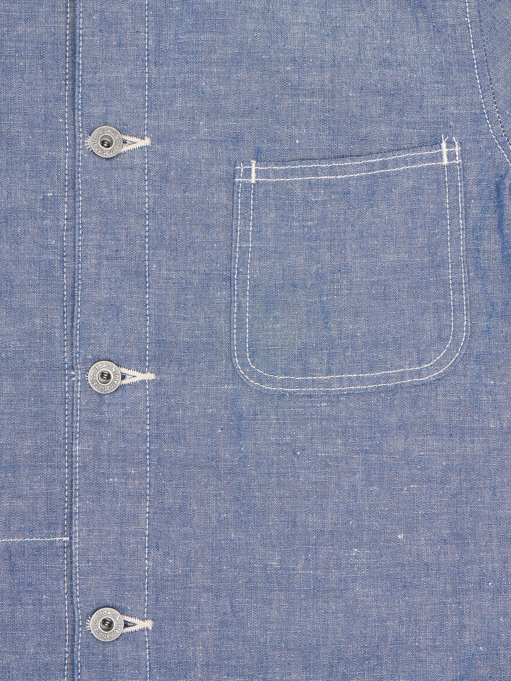 Oni denim heavy chambray blue gray coverall buttons detail