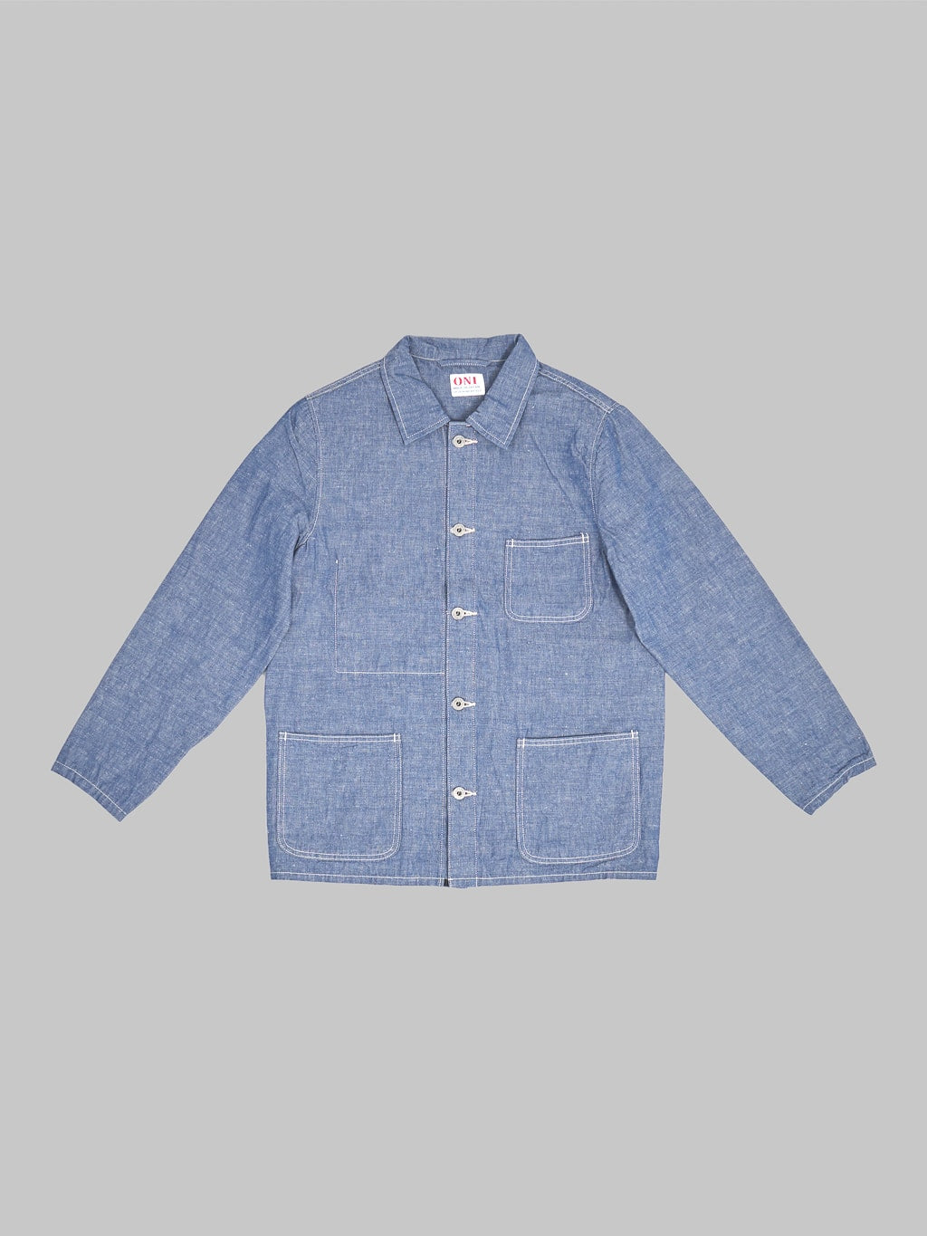 Oni denim heavy chambray blue gray coverall front view