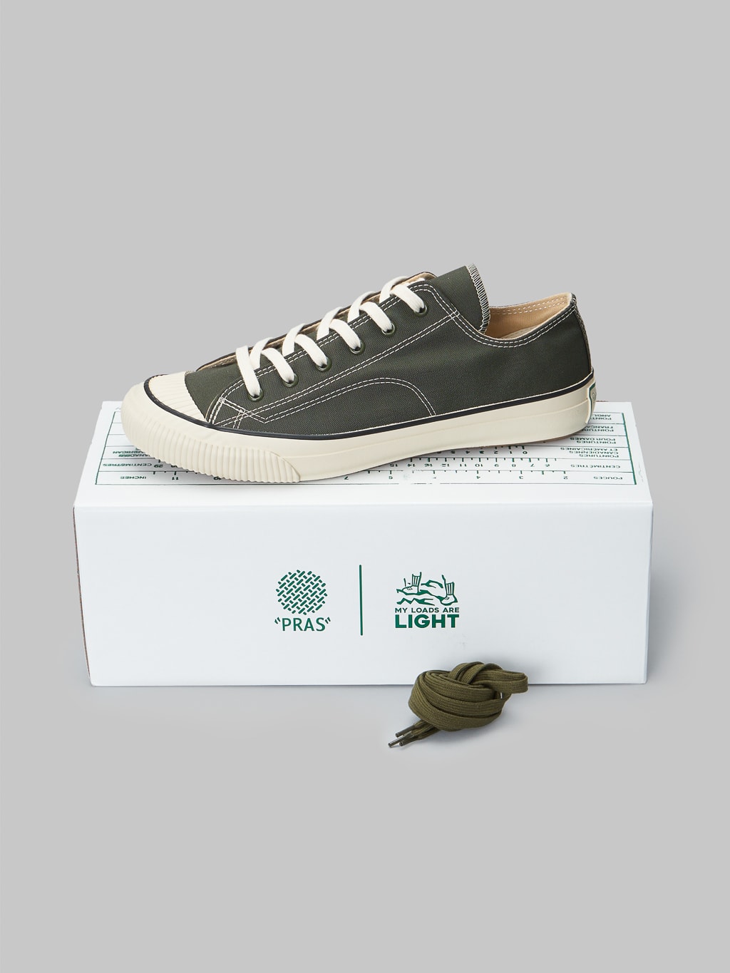 Pras x My Loads are Light low sneakers khaki packaging