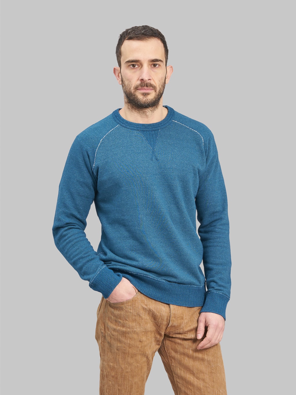 Pure Blue Japan Slub Yarn Sweatshirt Greencast Indigo style