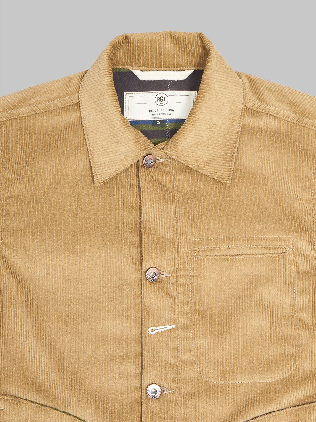 Rogue Territory Supply Jacket Lined Tan Corduroy chest