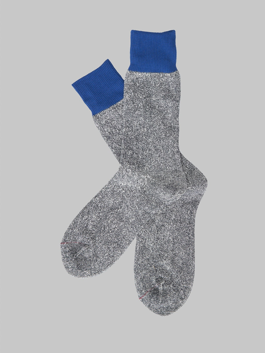 ROTOTO Double Face Crew Socks "Silk & Cotton" Blue/Grey
