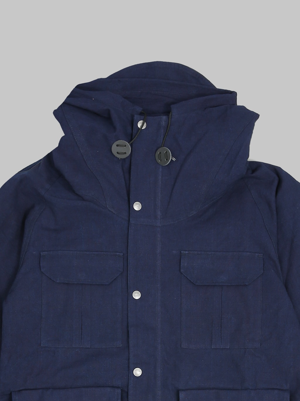 Samurai Jeans Indigo Hand Dyed Ripstop Mountain Parka collar details