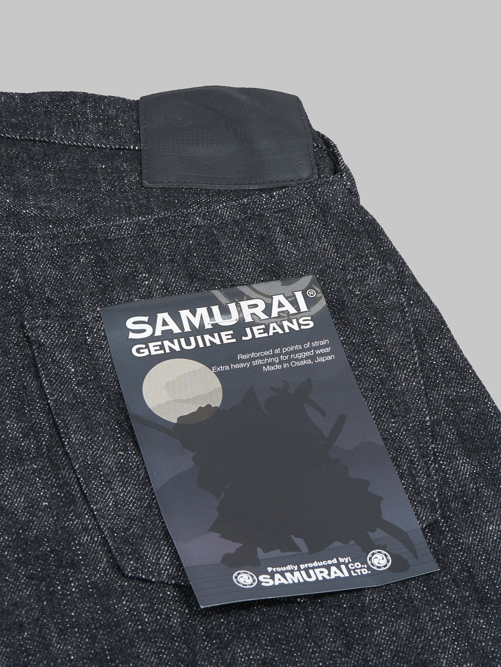 Samurai Jeans S211BK Koku Benkei 17oz Slubby Black Relaxed Tapered Jeans flasher