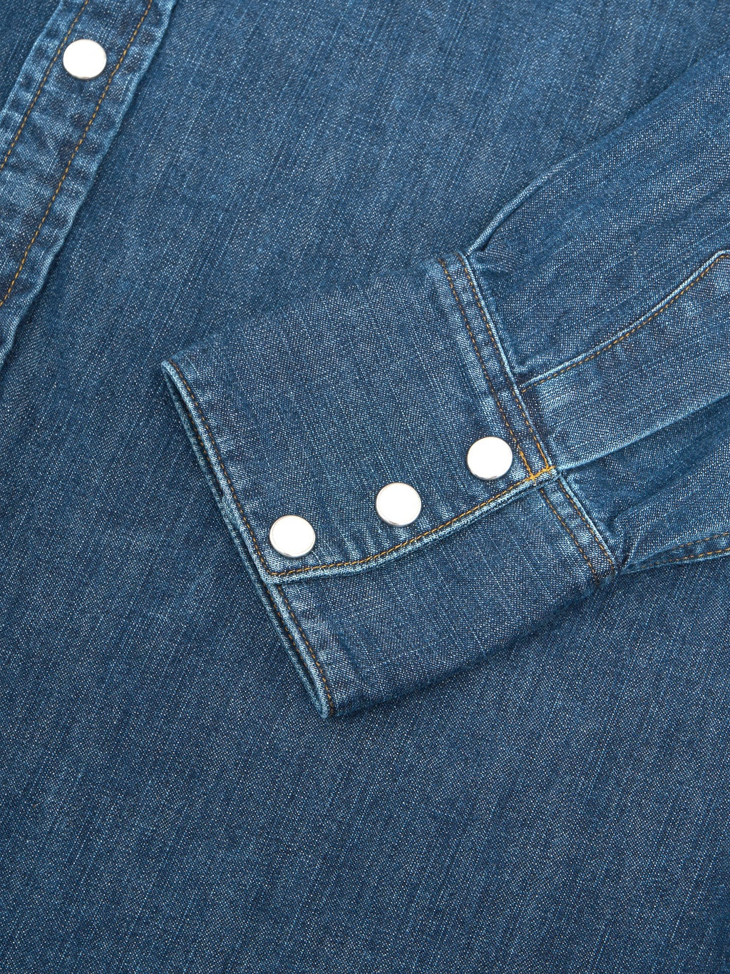 Stevenson overall cody shirt faded indigo denim buttons detail