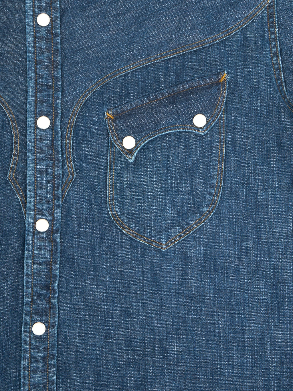 Stevenson overall cody shirt faded indigo denim chest pocket detail