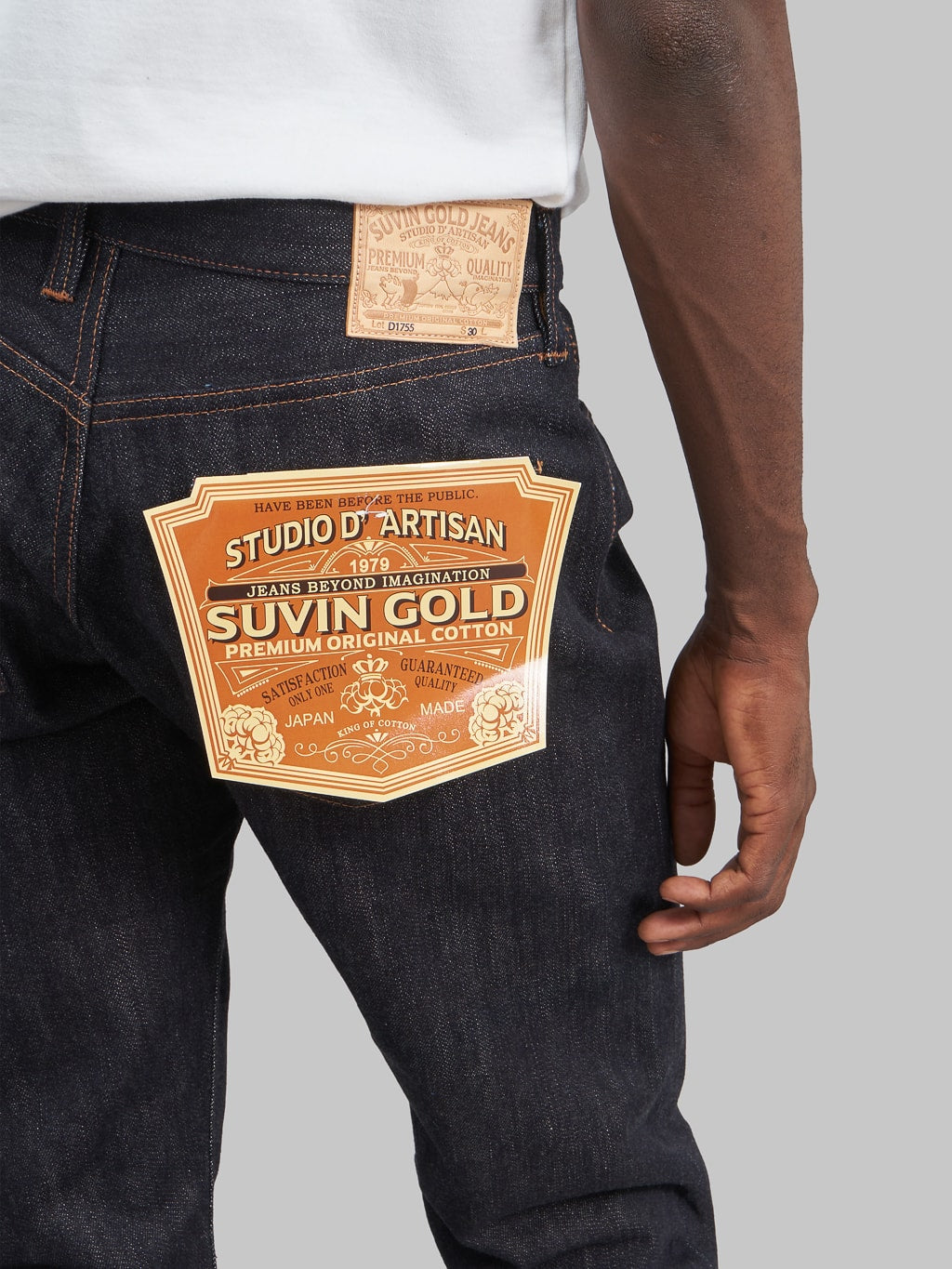 Studio DArtisan Suvin Gold D1755 Regular Straight Narrow Jeans back details