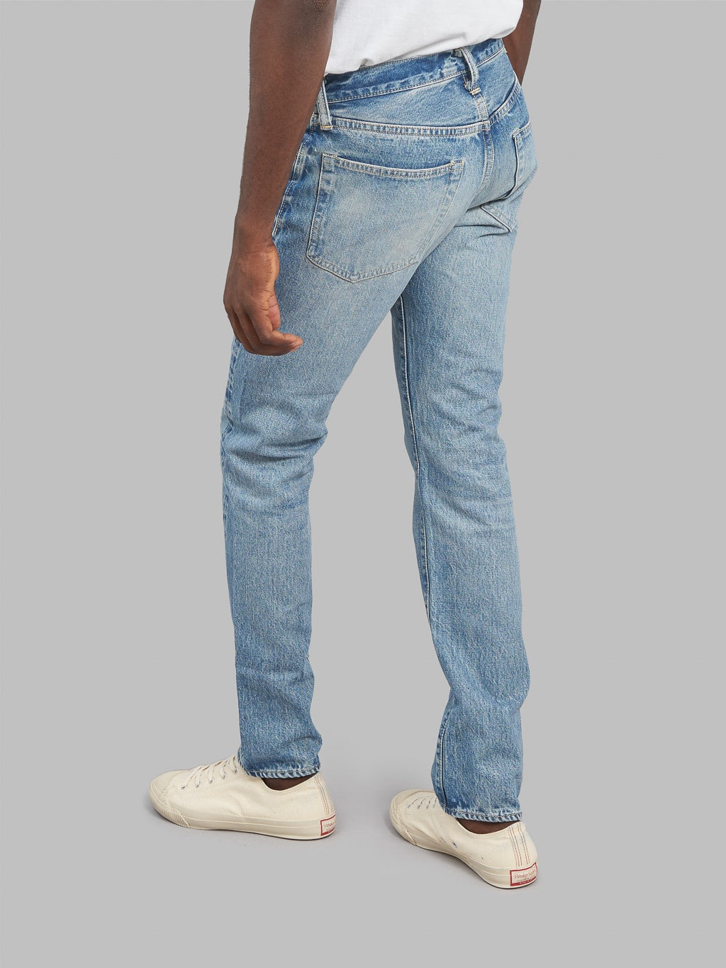 Sugar Cane 2021SW Model Stonewashed Slim Tapered selvedge Jeans back look