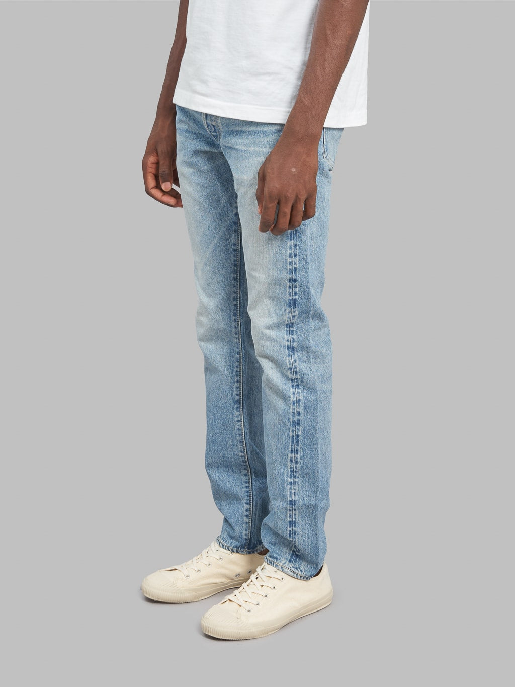 Sugar Cane 2021SW Model Stonewashed Slim Tapered selvedge Jeans side fit