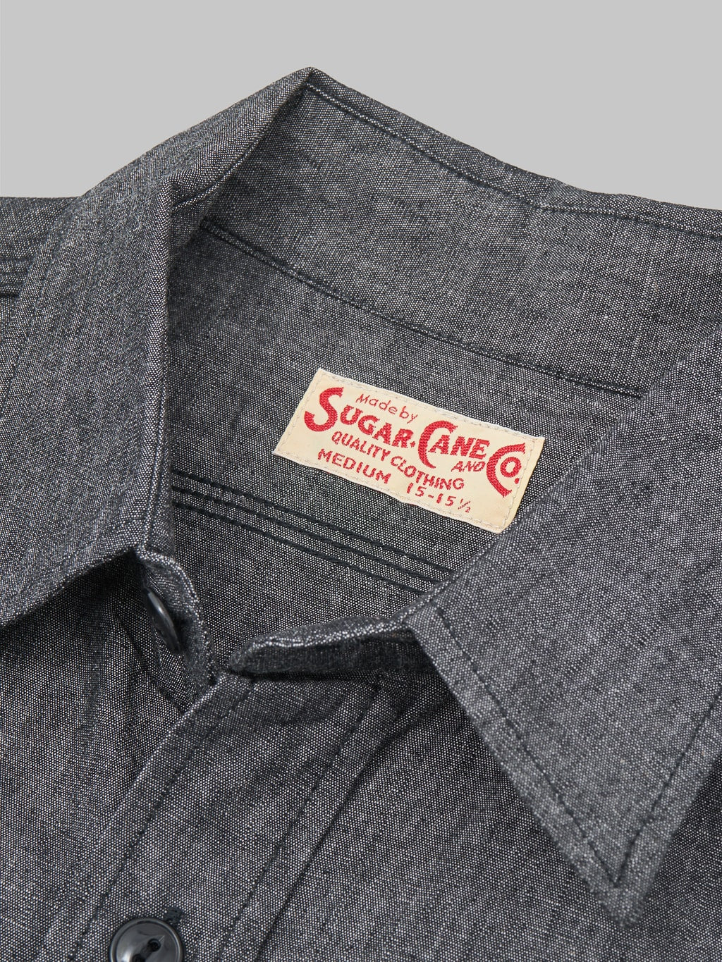 Sugar Cane Black Chambray Work Shirt interior label