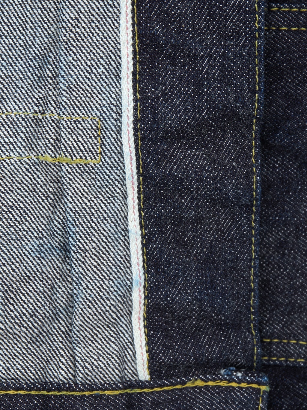 tcb 40s denim jacket selvedge line detail