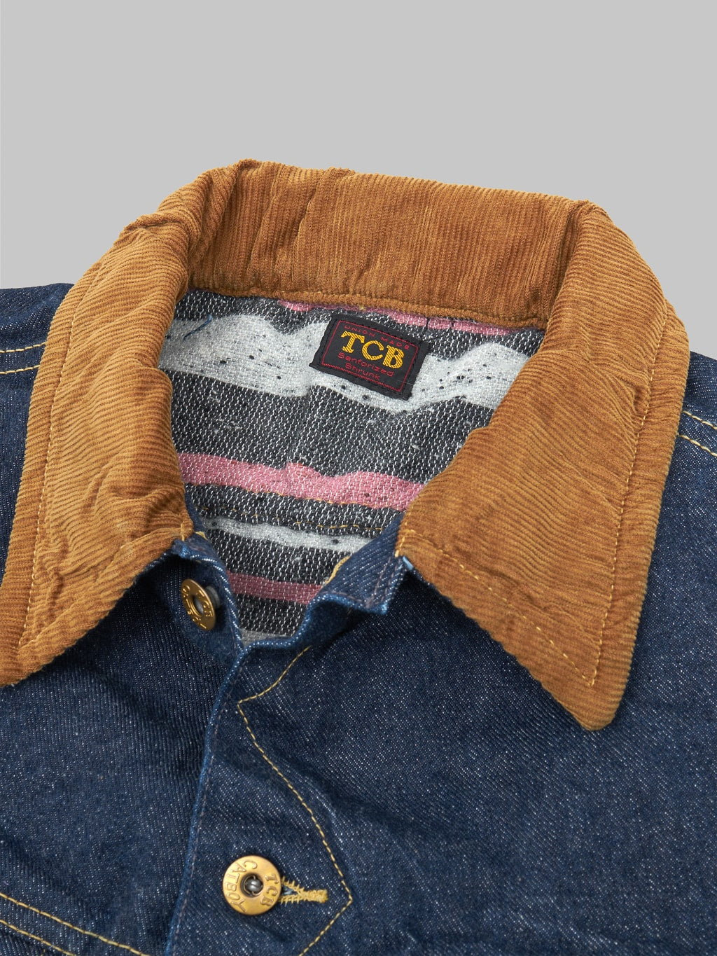TCB Storm Cats Drive selvedge denim Jacket curdoy collar