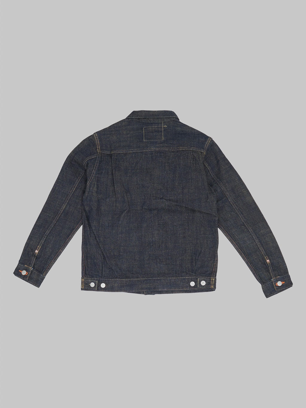 Tanuki soga selvedge denim type II jacket back view