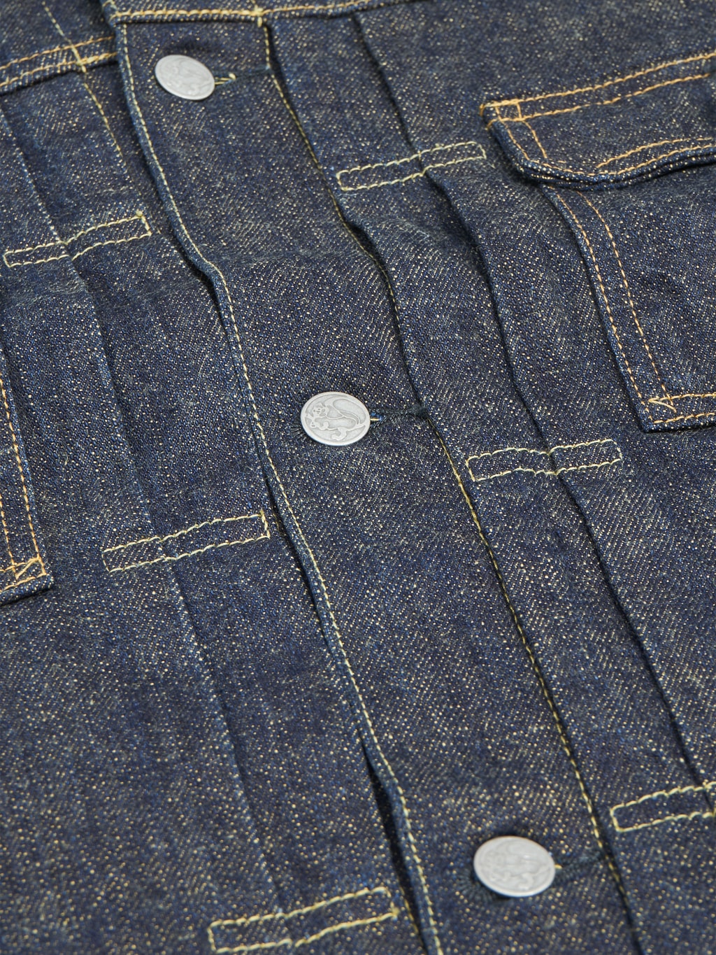 Tanuki soga selvedge denim type II jacket front details