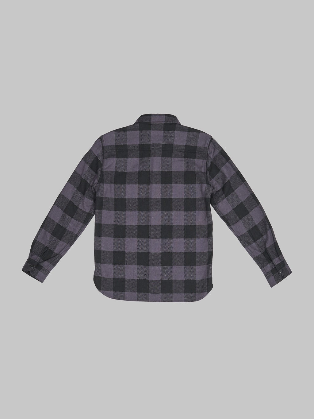 The Flat Head Block Check Flannel Shirt Grey back view