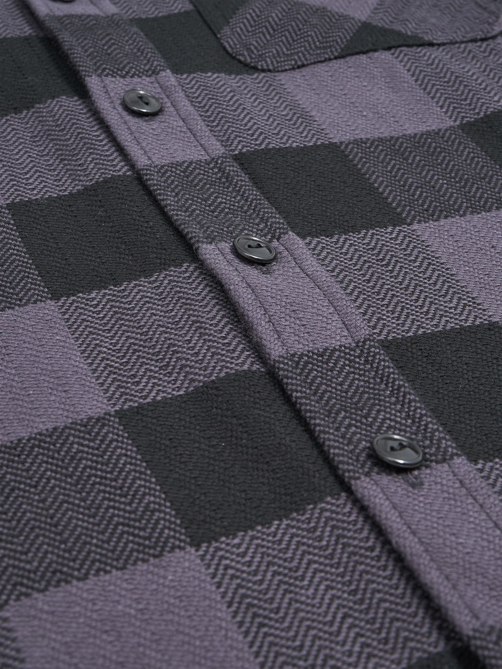 The Flat Head Block Check Flannel Shirt Grey buttons