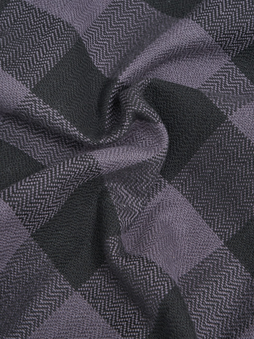 The Flat Head Block Check Flannel Shirt Grey cotton fabric