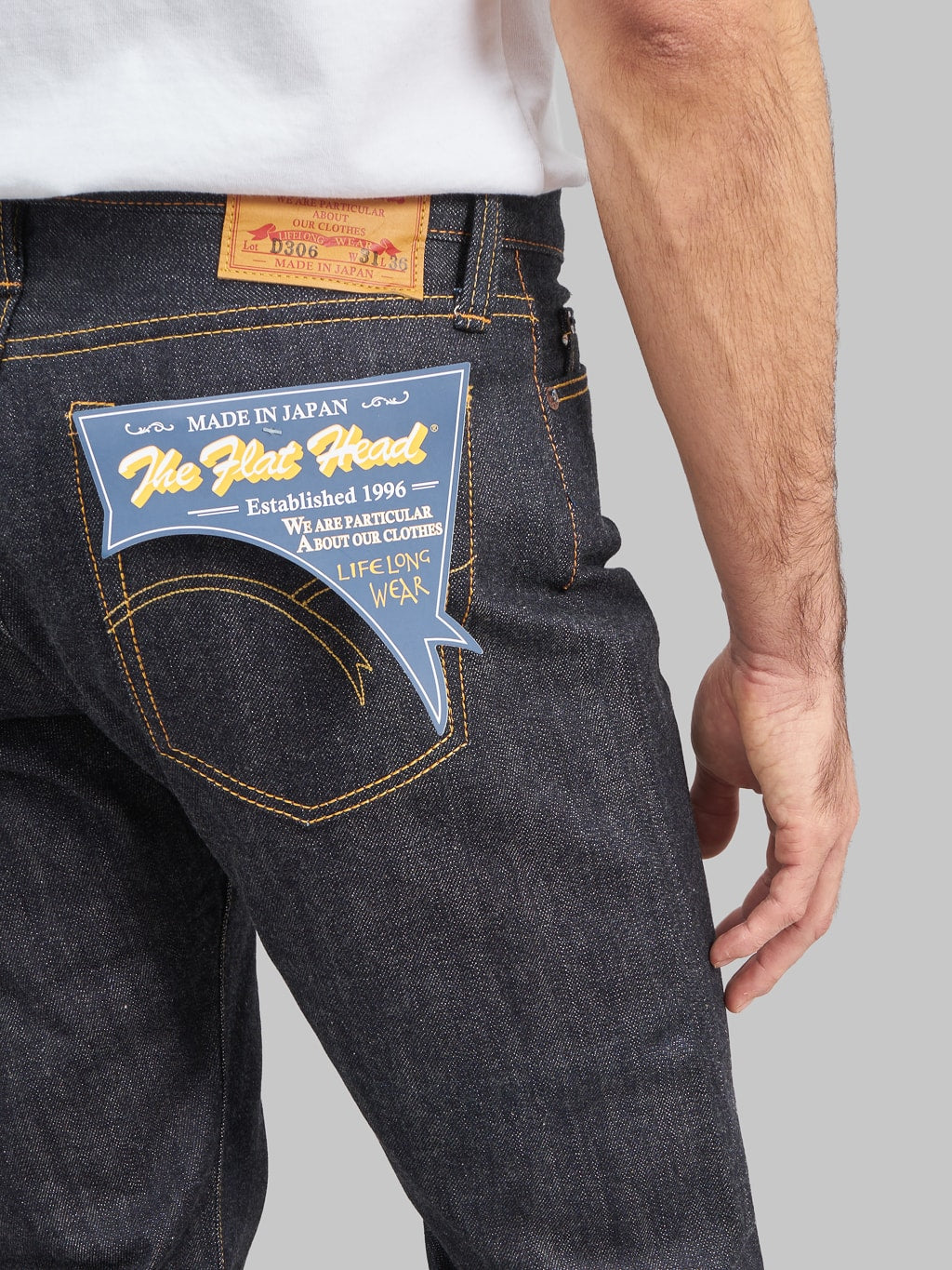 The Flat Head D306 Tight Tapered Jeans back pocket
