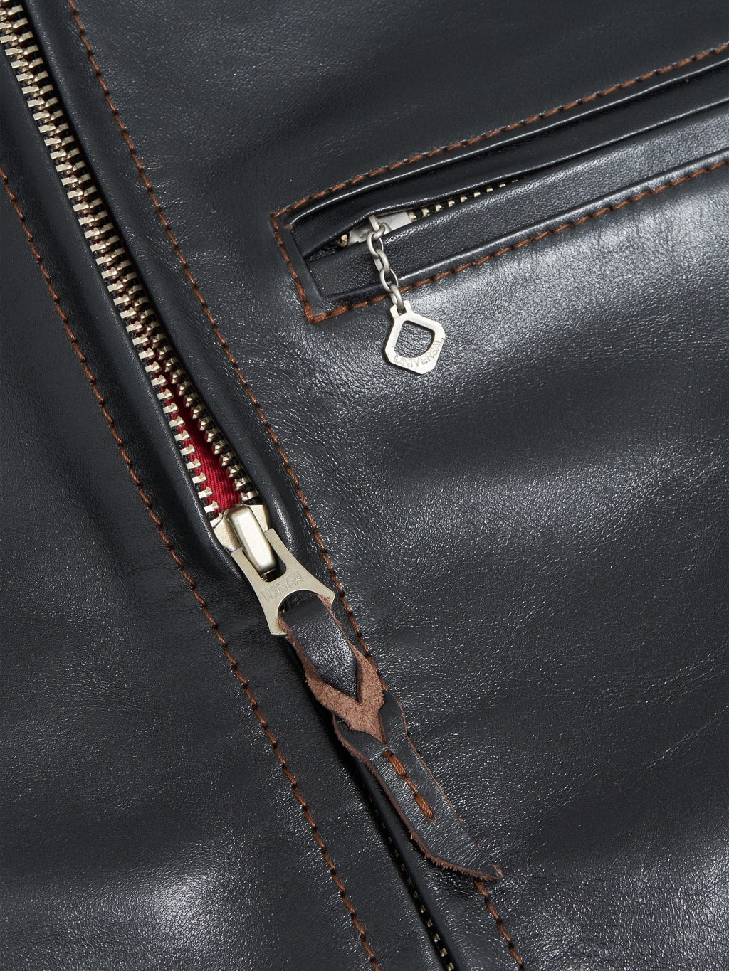 The Flat Head Horsehide leather Single Riders Jacket Black Semi Aniline  closeup