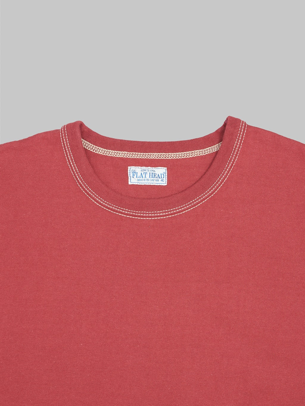 The Flat Head Loopwheeled Heavyweight Plain T-Shirt Light Red