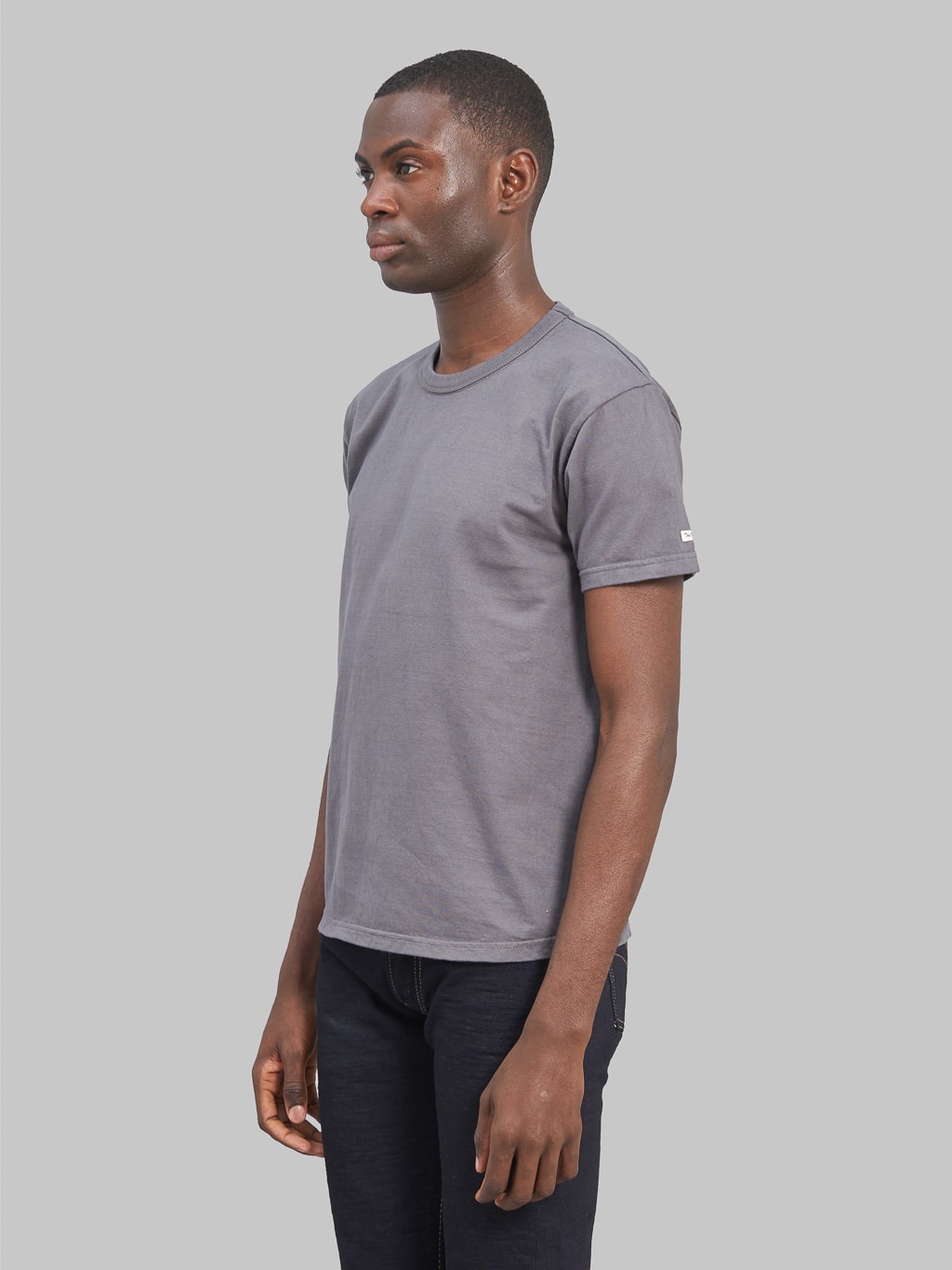 The Flat Head Loopwheeled Heavyweight Plain T-Shirt Charcoal