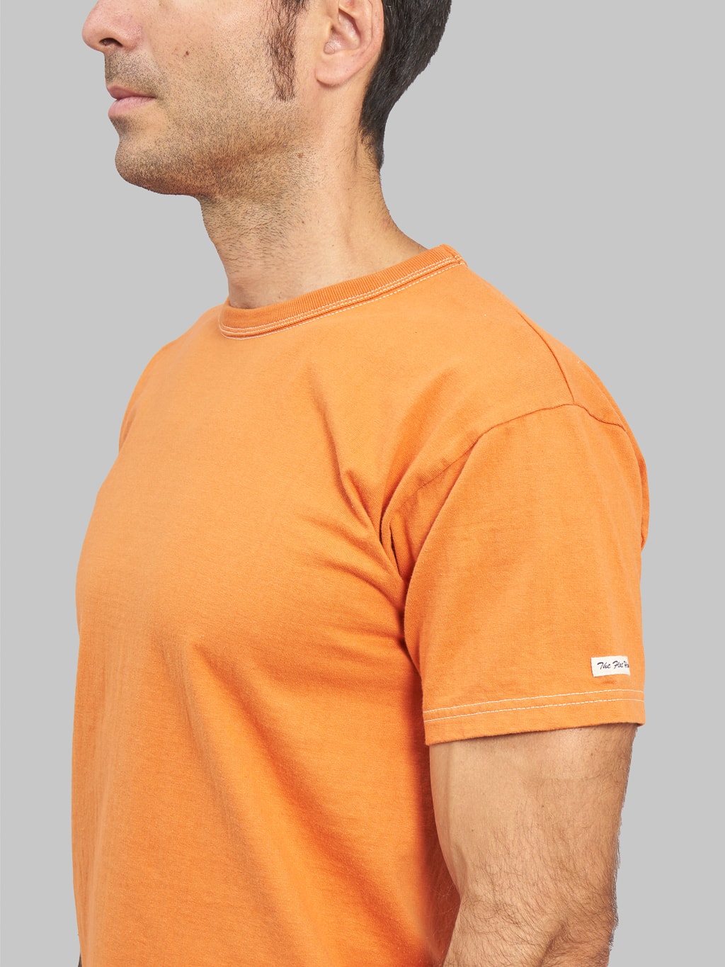 The Flat Head Loopwheeled Heavyweight Plain TShirt Dark Orange chest details