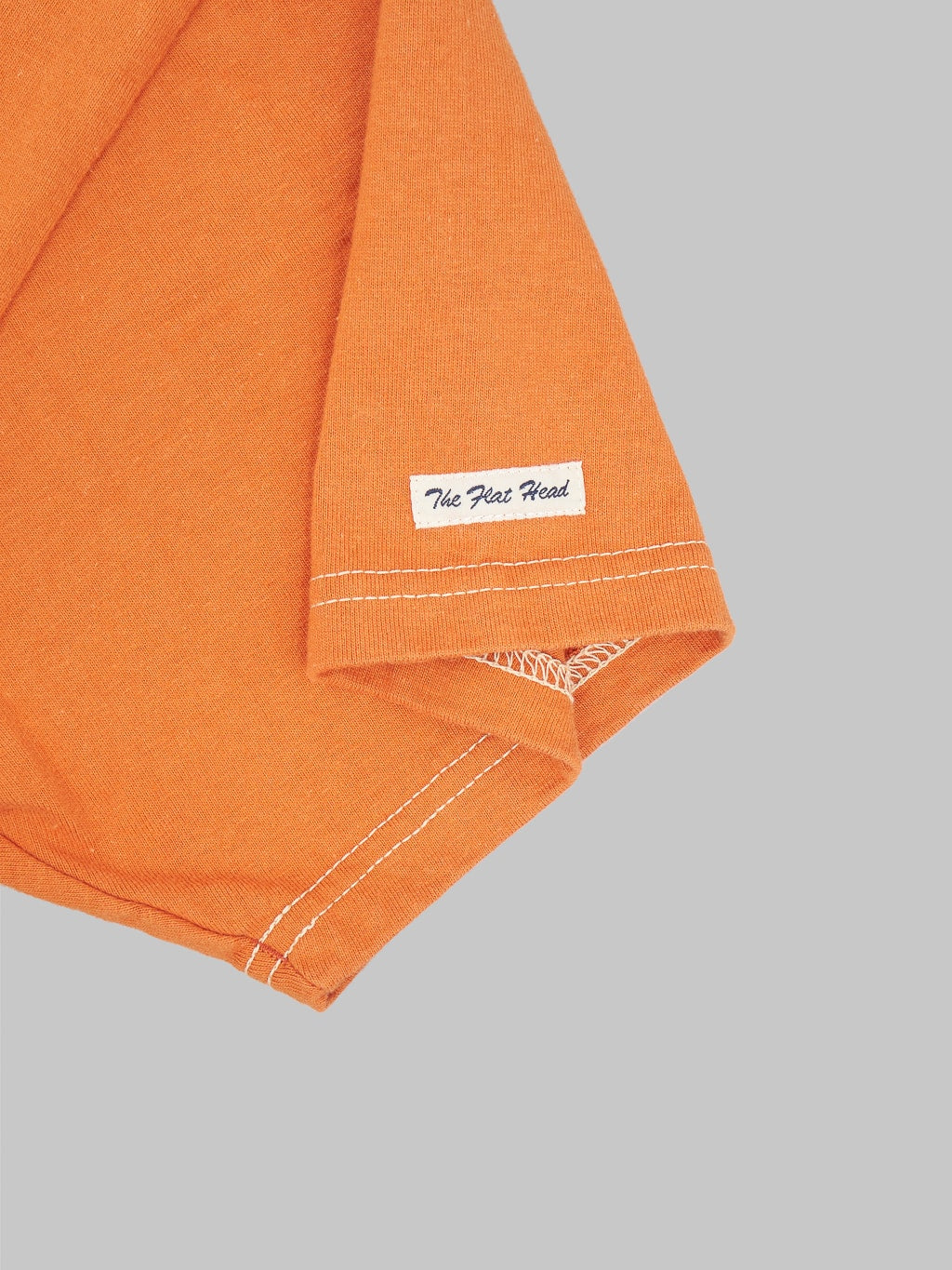 The Flat Head Loopwheeled Heavyweight Plain TShirt Dark Orange brand tag