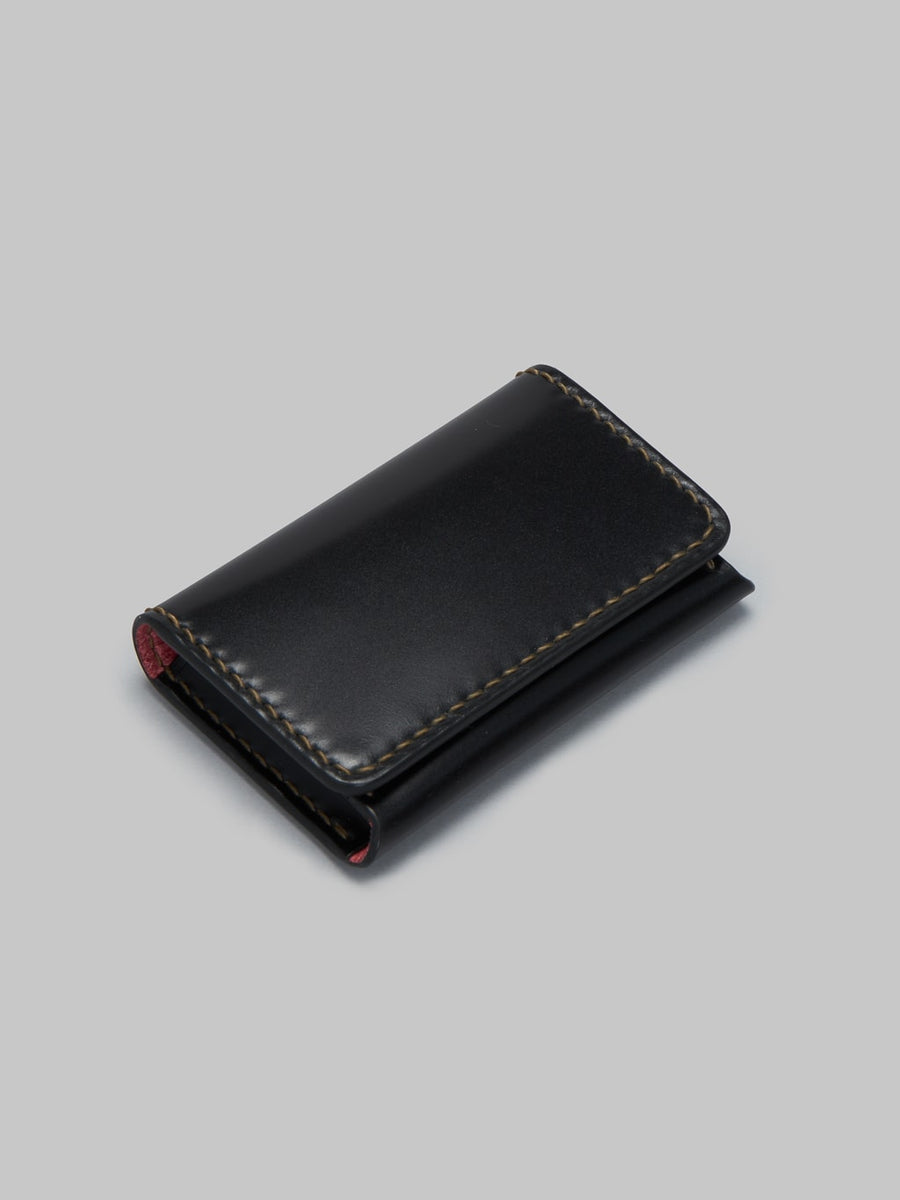 The Flat Head Handsewn Shinki Cordovan Card Case Black 