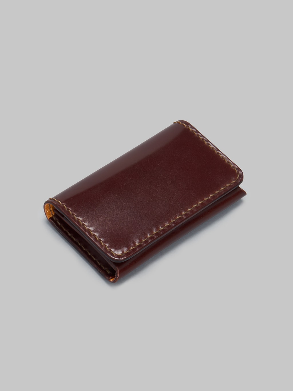 The Flat Head handsewn small cordovan card case brown