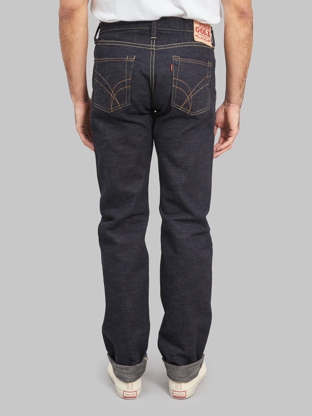 The Strike Gold 5104 Slub Grey Weft Straight Tapered Jeans back fit