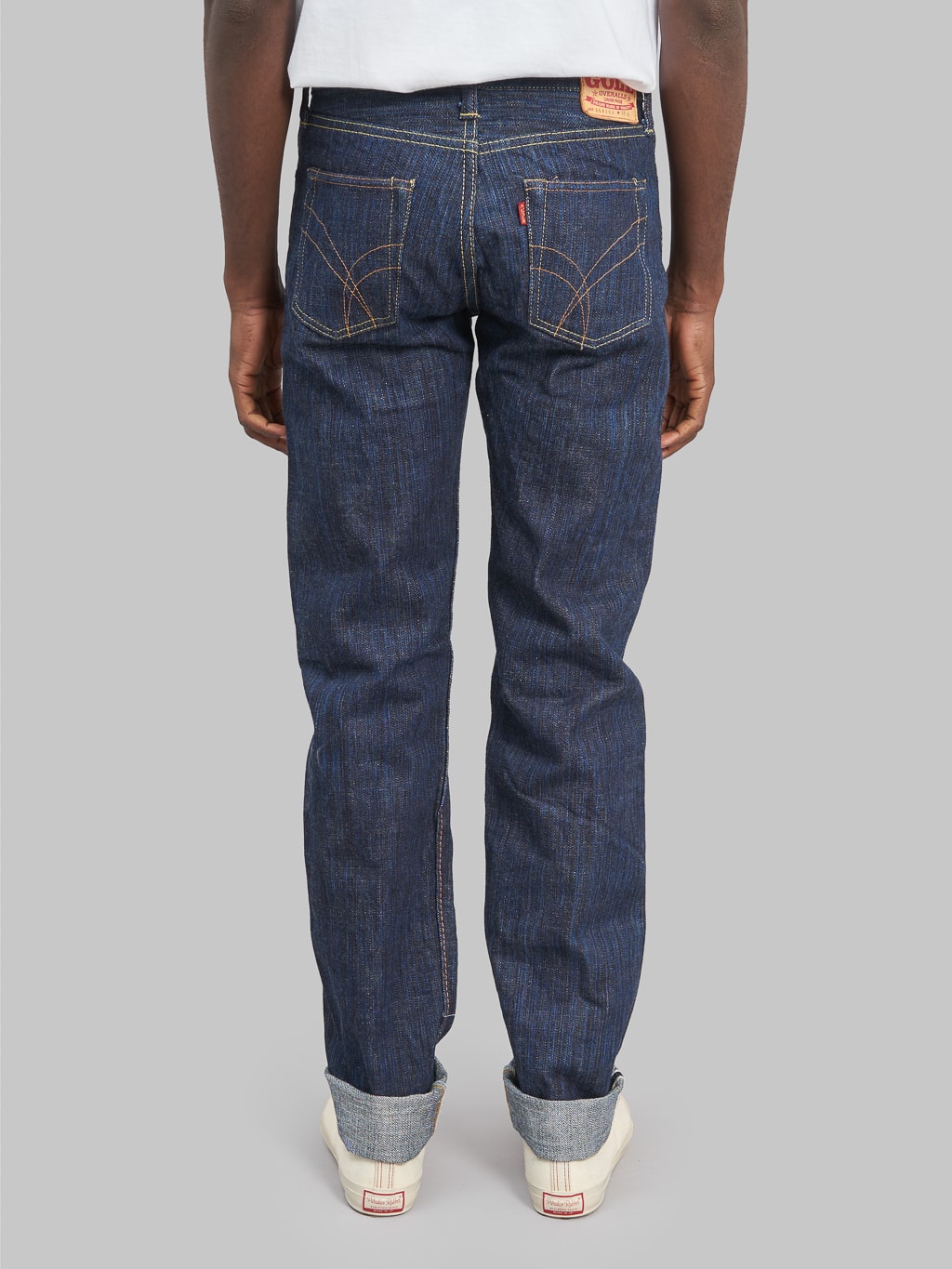 The Strike Gold 8104 Shower Slub straight tapered jeans back rise