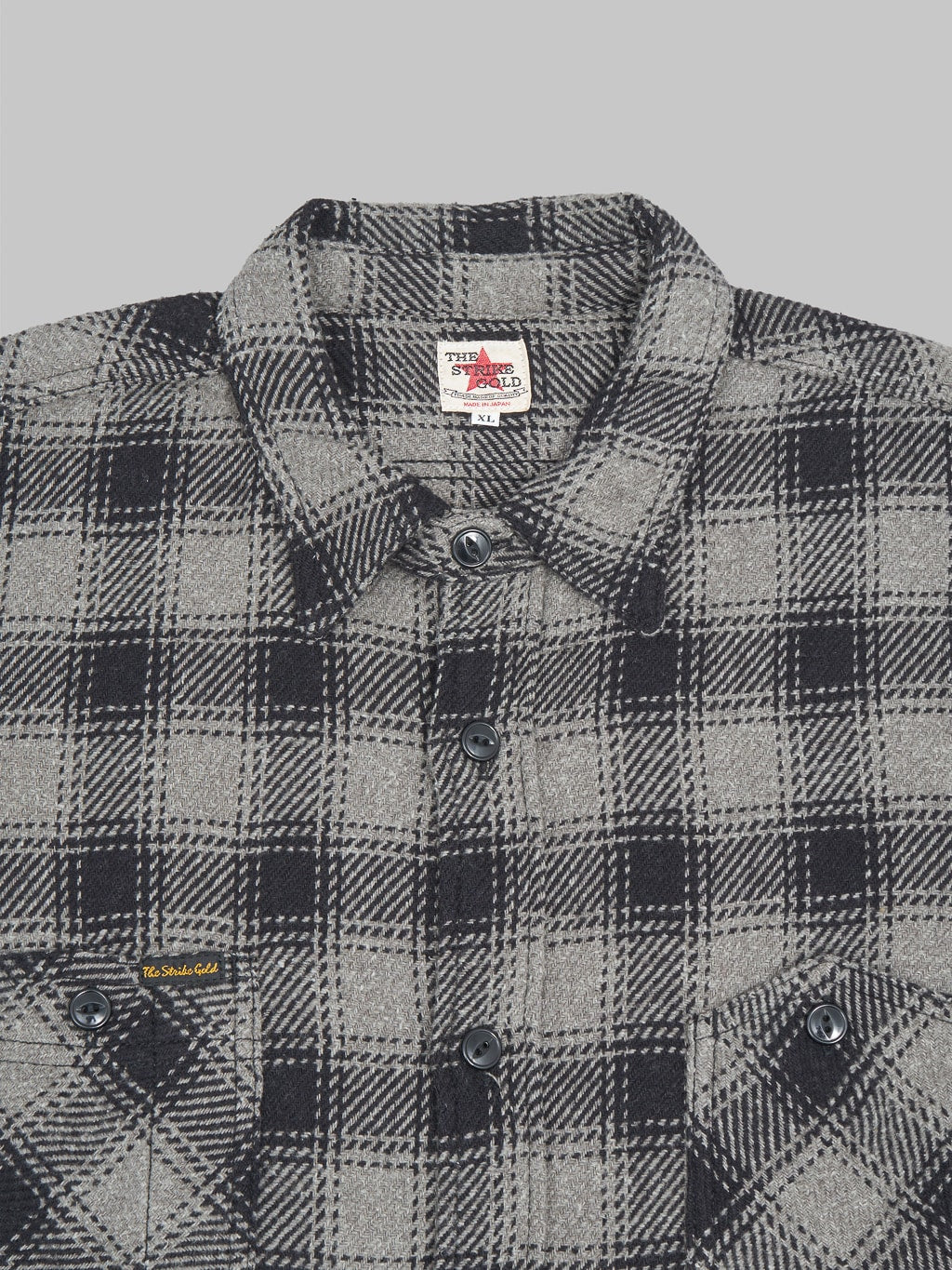 The Strike Gold SGS2203 Recycled Cotton Flannel Mixed Nep Check Work Shirt Grey