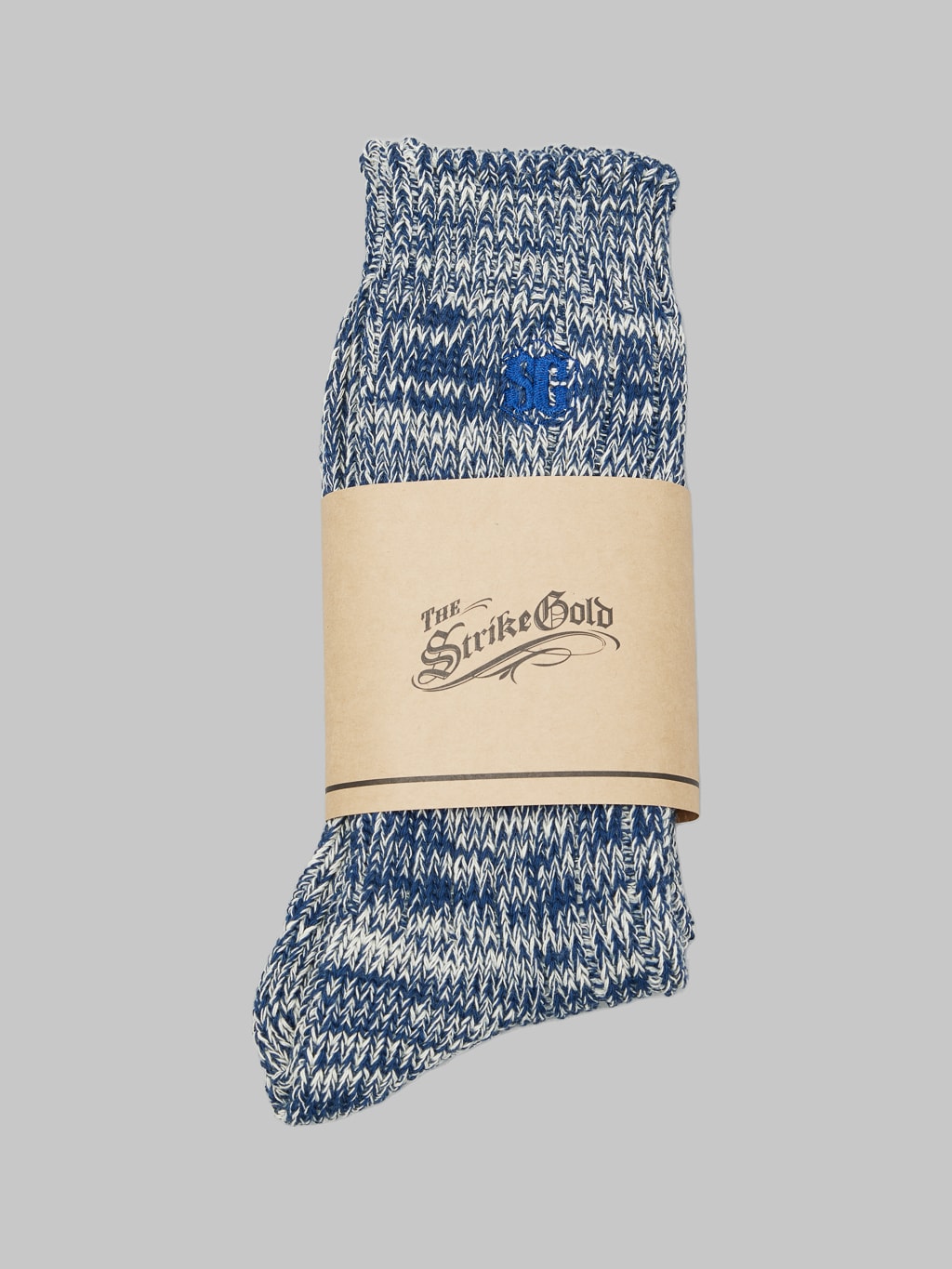 The Strike Gold Remnant Yarn Socks Blue front view