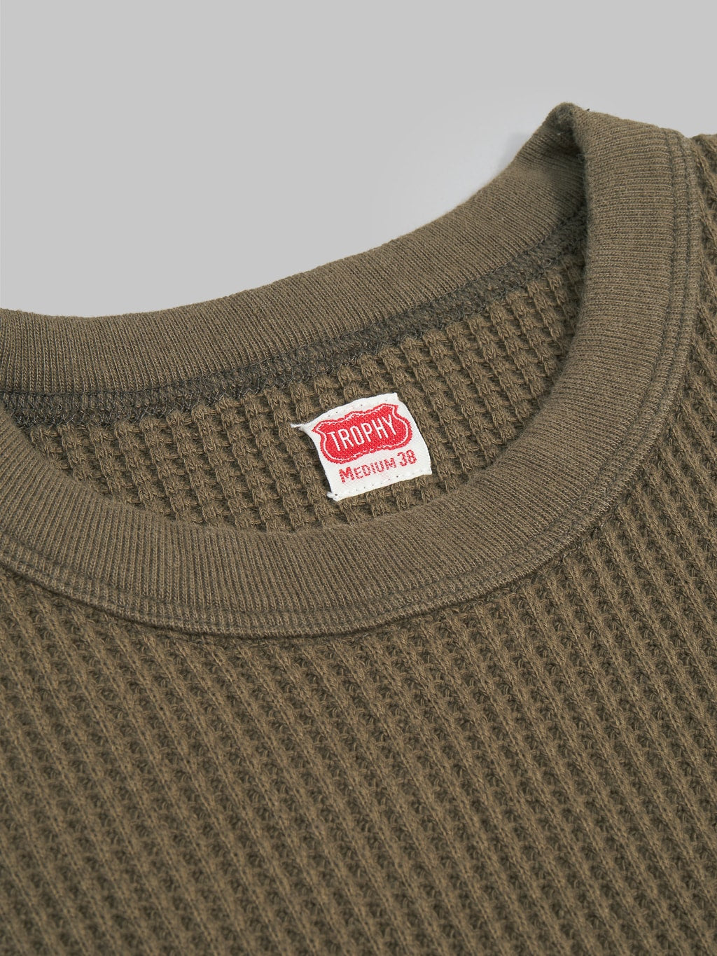 Trophy Clothing Heavy Waffle Mil Long Sleeve Tee Olive ribbed collar
