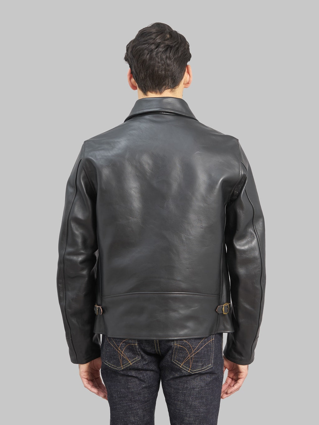 Trophy Clothing Humming Bird Horsehide leather Jacket Black  model back fit